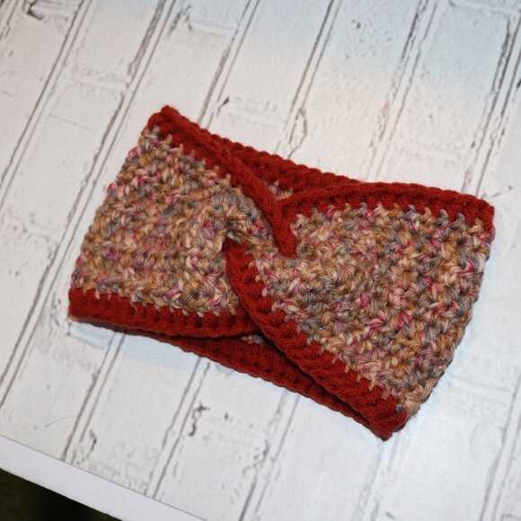 Large chunky Autumn mix crochet headband handmade crochet NWoT - Picture 2 of 3